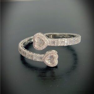 Silver Heart Charm Bracelet with Sparkling Accents